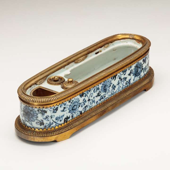 A Rare Blue-and-White Pen Box of Islamic Form